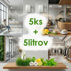 Prenájom (6 mes.) 5x difúzer + 5 litrov vonného oleja (5 prevádzok) - mega pack